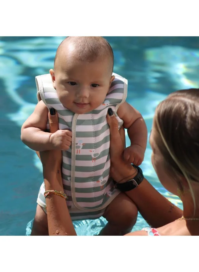 SUNNY LIFE  Natural Rubber Baby Wetsuit Sammy the Seagull Green Stripe  | Best Price UAE